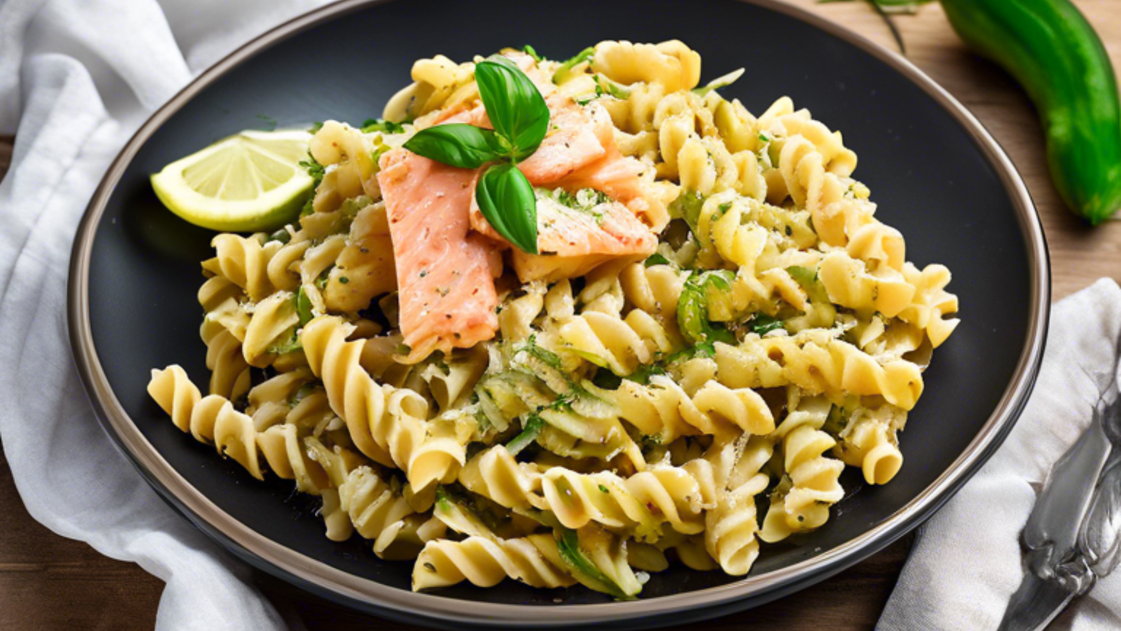 pasta fredda con salmone e zucchine