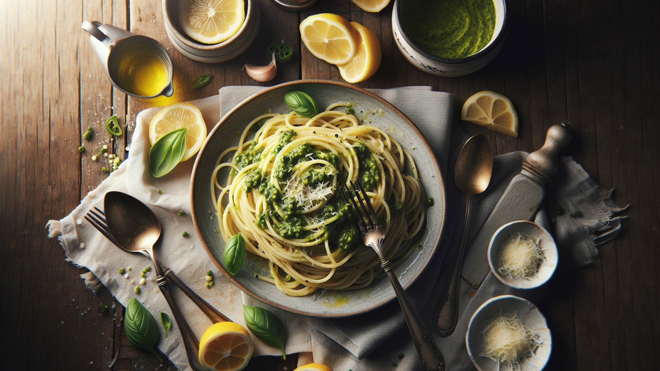 spaghetti al pesto di limoni