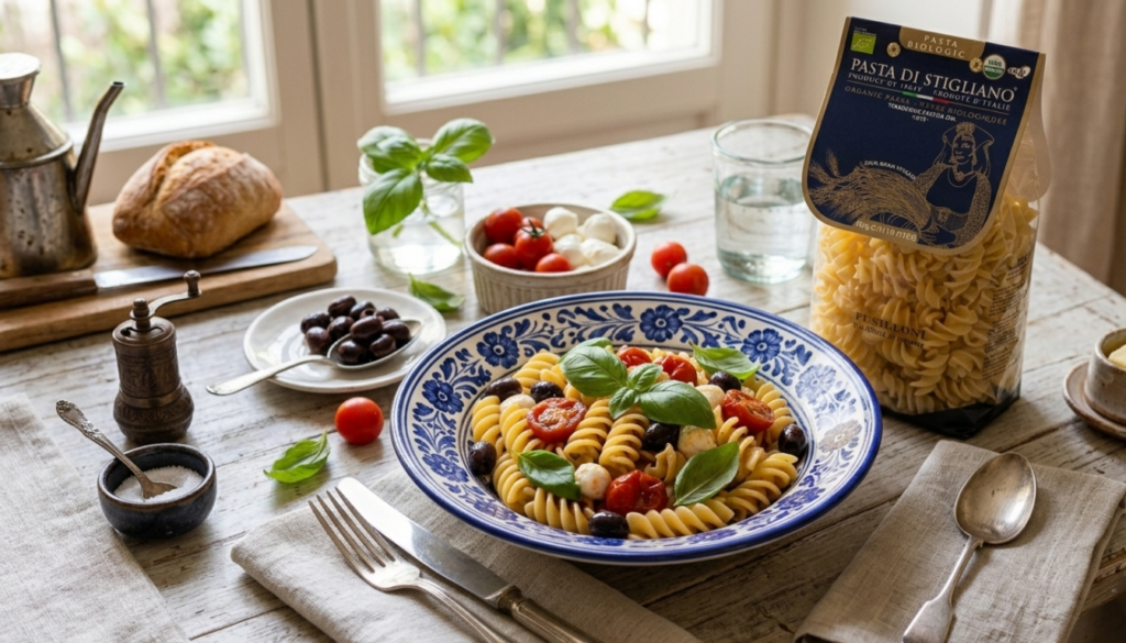 fusilloni di pasta di Stigliano pasta fredda mediterranea