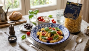 fusilloni di pasta di Stigliano pasta fredda mediterranea